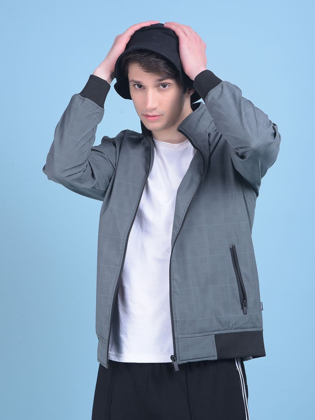 Crimsoune Club Abstract Printed Mock Collar Bomber Jacket - view 1