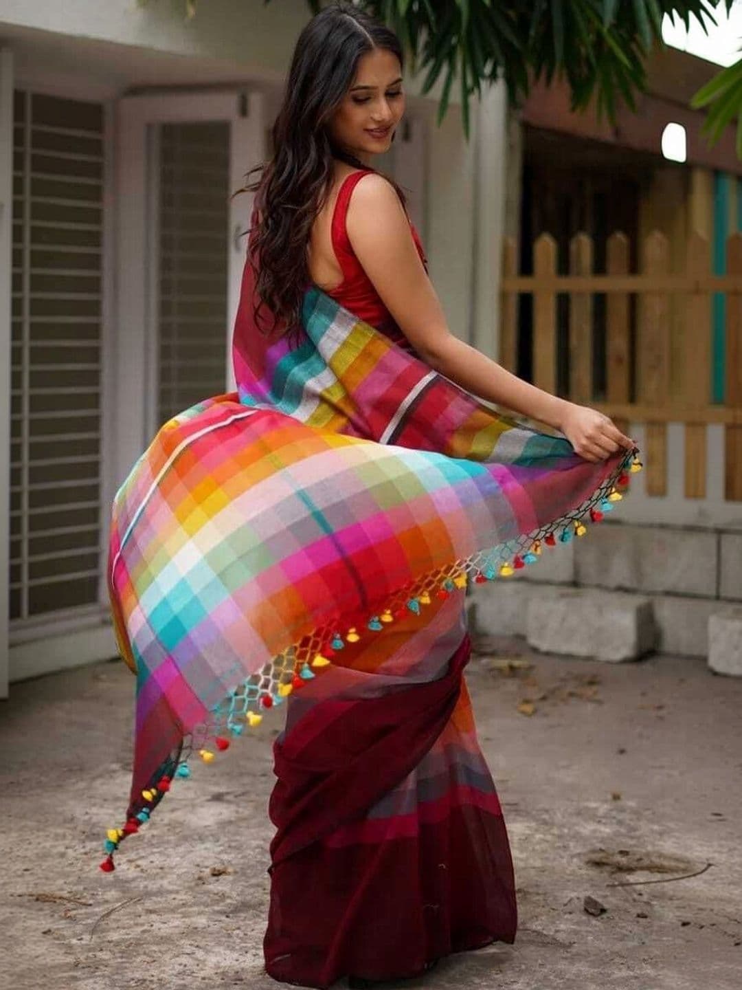 DHRITI Colourblocked Saree - view 1