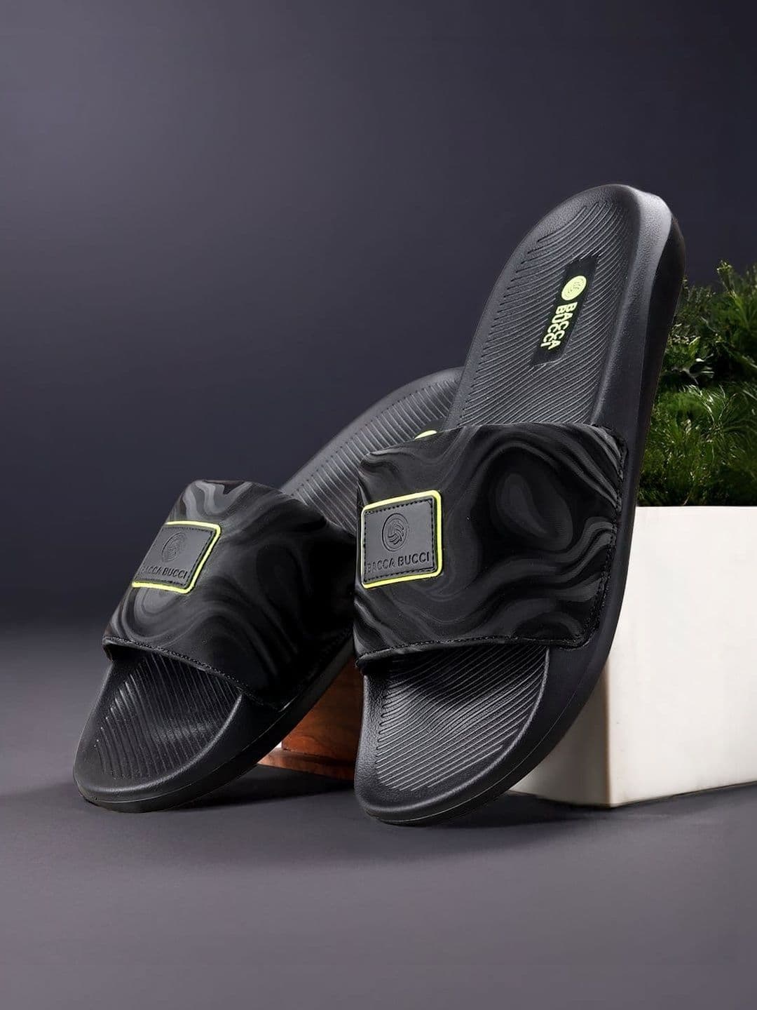 Bacca Bucci Hologlide Men's Comfort Slides Anti-Slip Sole Everyday Sliders Shadow Black - view 1