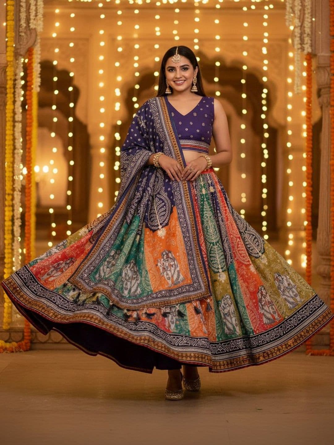 Kaizen TEXO FAB Digital Printed Garba Special Semi Stitched Lehenga Choli - view 1