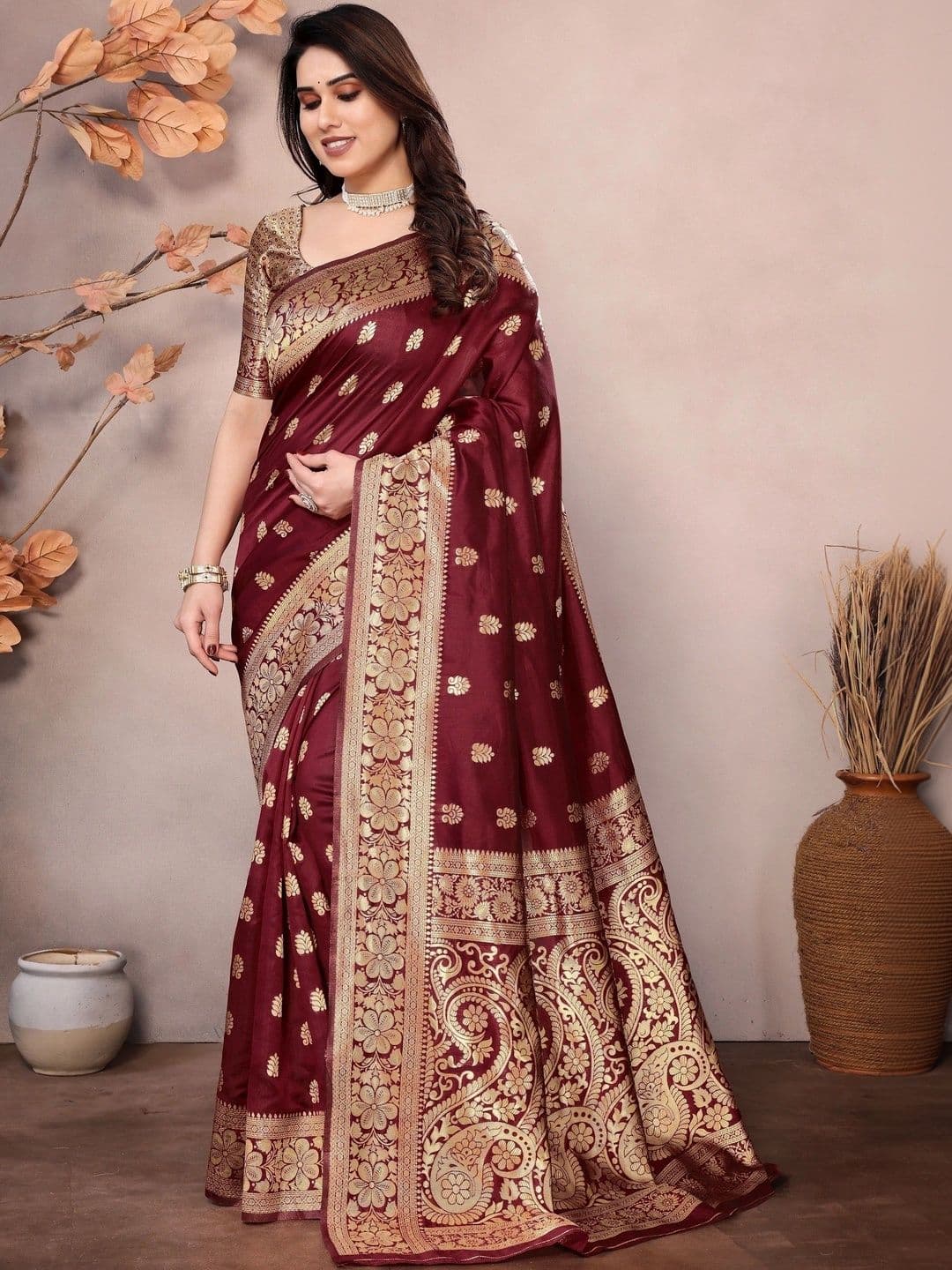 Narrow Fashion Paisley Zari Art Silk Banarasi Saree - view 1