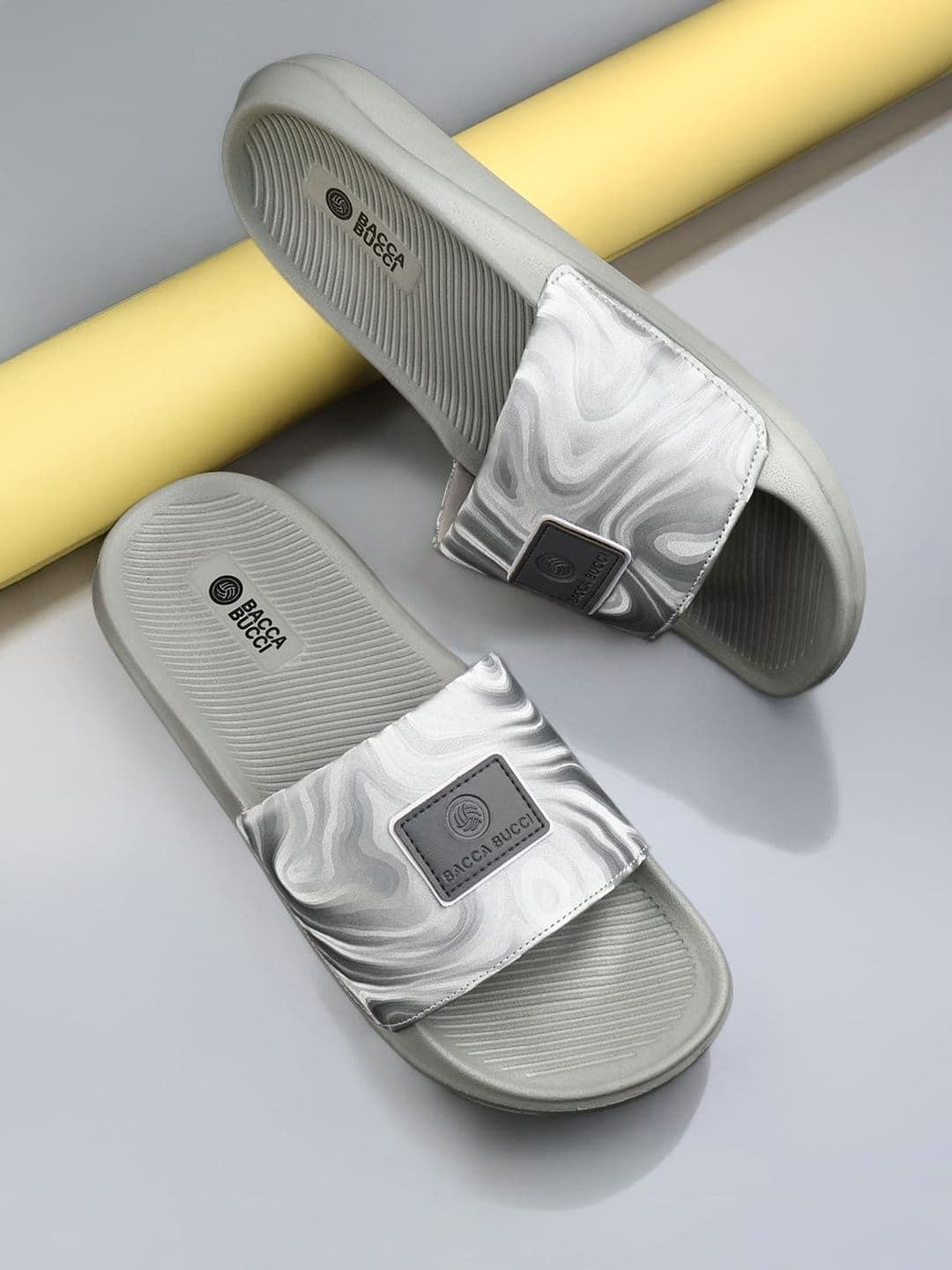 Bacca Bucci Hologlide Men's Comfort Slides Anti-Slip Sole Everyday Sliders Shadow Ash Silver - view 1