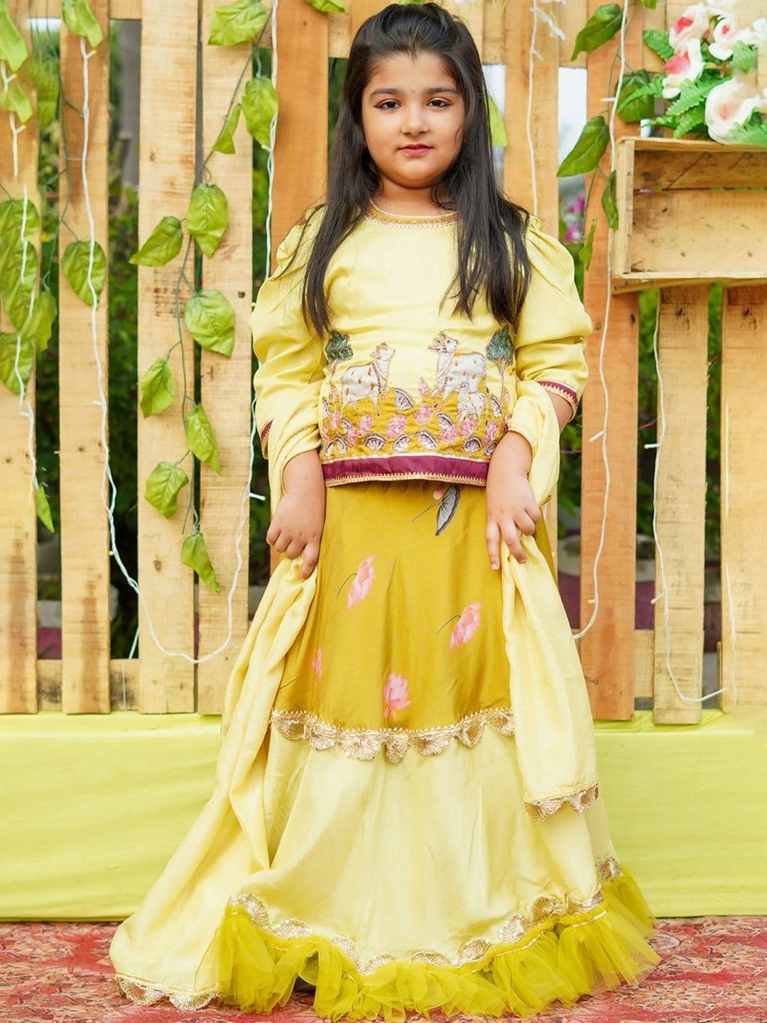 Chanda Mama Girls Embellished Sequinned Ready to Wear Lehenga & Blouse With Dupatta - view 1