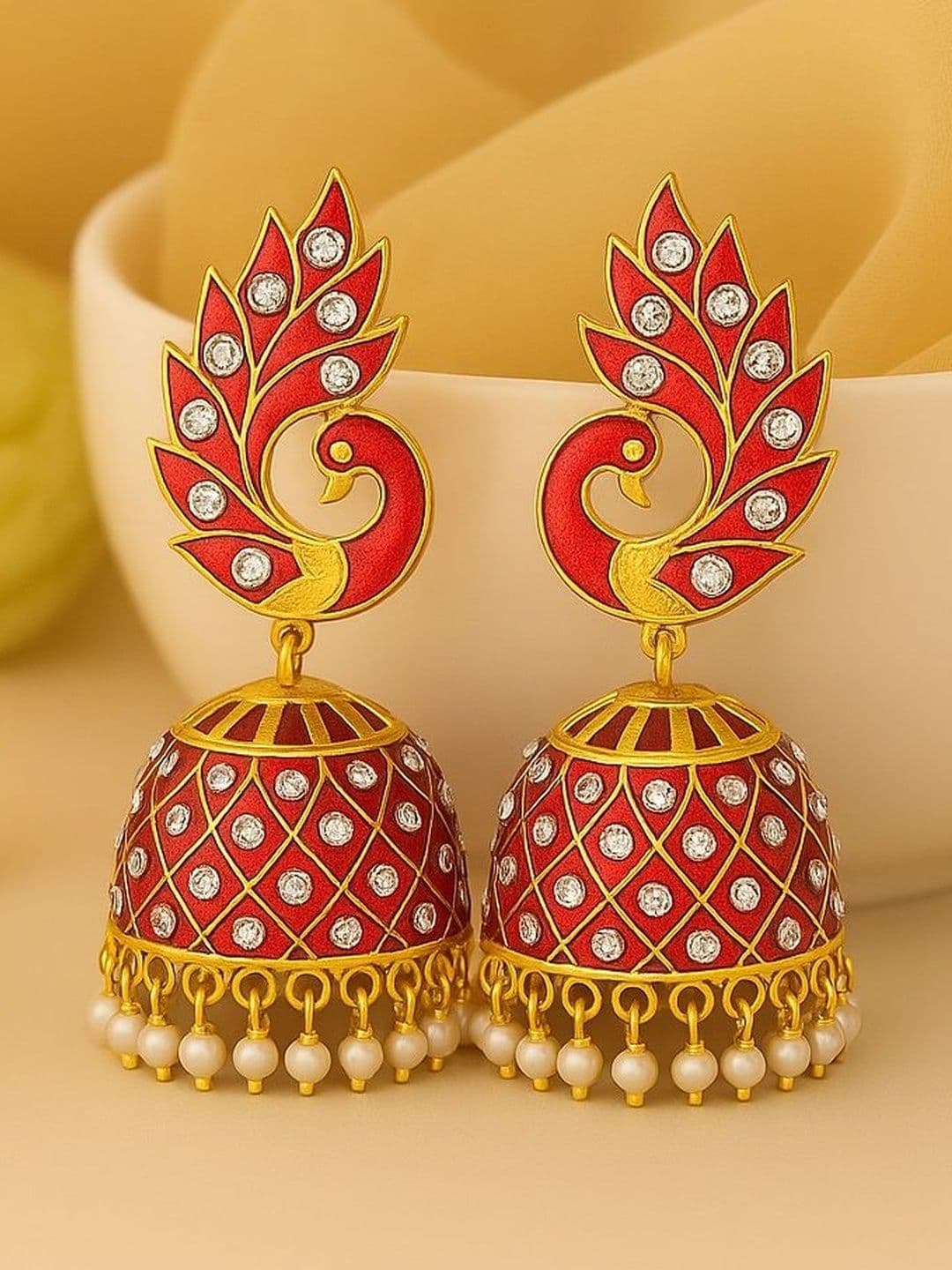 Lovansh Peacock Shaped Jhumkas Earrings - view 1