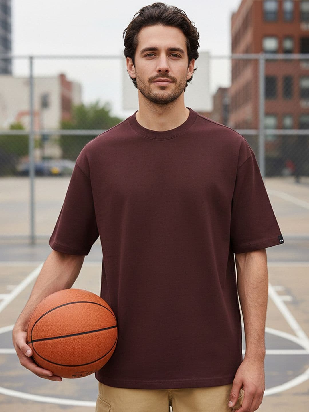 Bewakoof Heavy Duty Men Solid Round Neck Cotton Oversized T-shirt - view 1