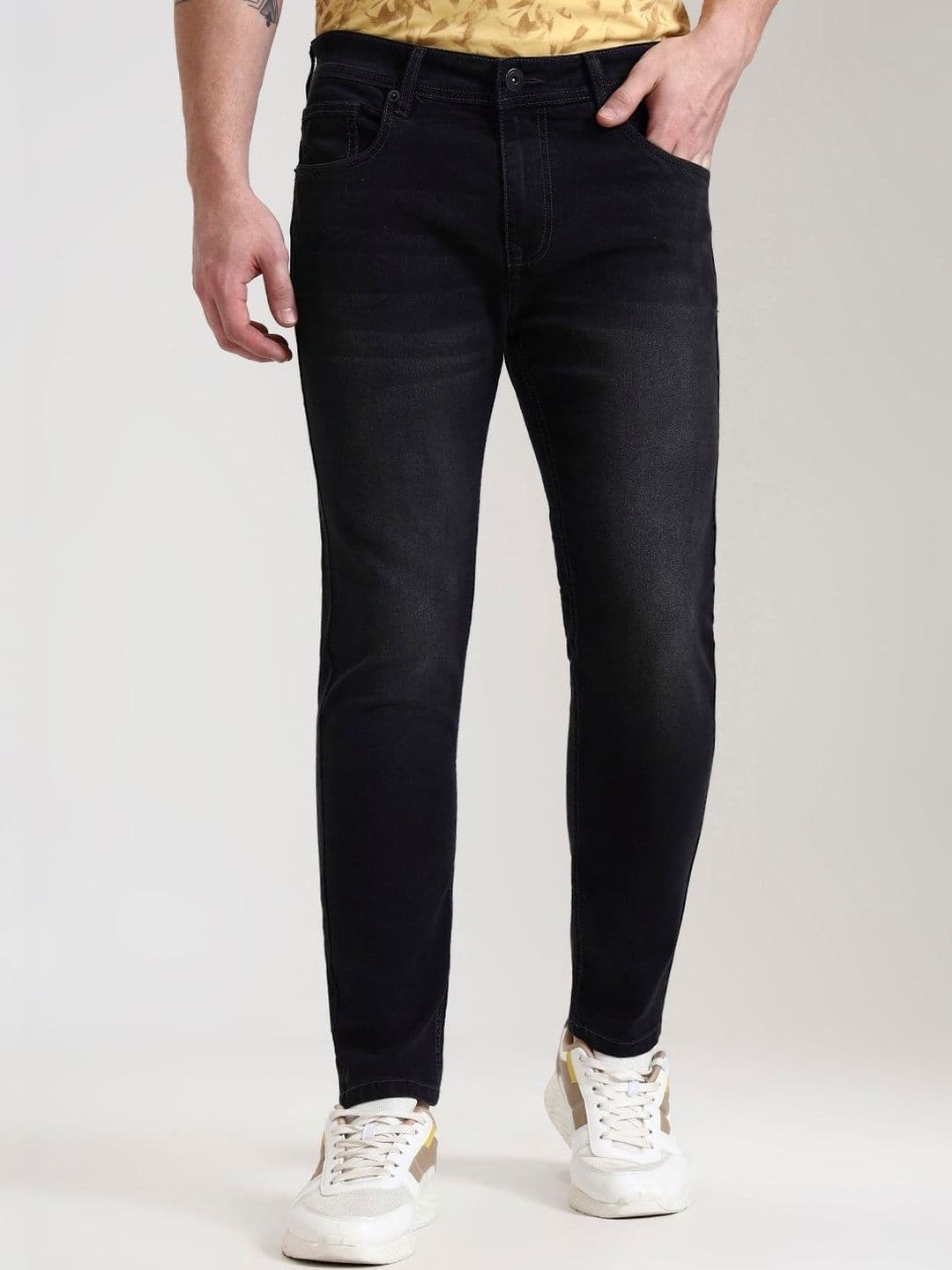 Greenfibre Men Slim Fit Mid-Rise Light Fade Jeans - view 1