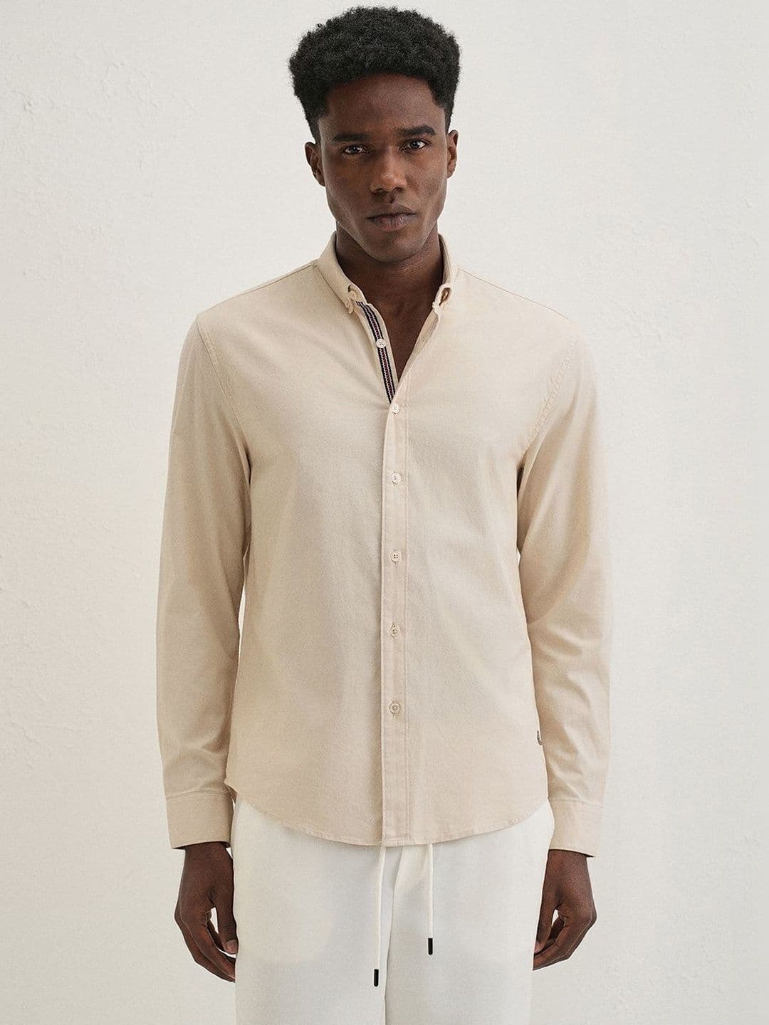 Banana Club Contrast Placket Cotton Long Sleeves Shirt - view 1