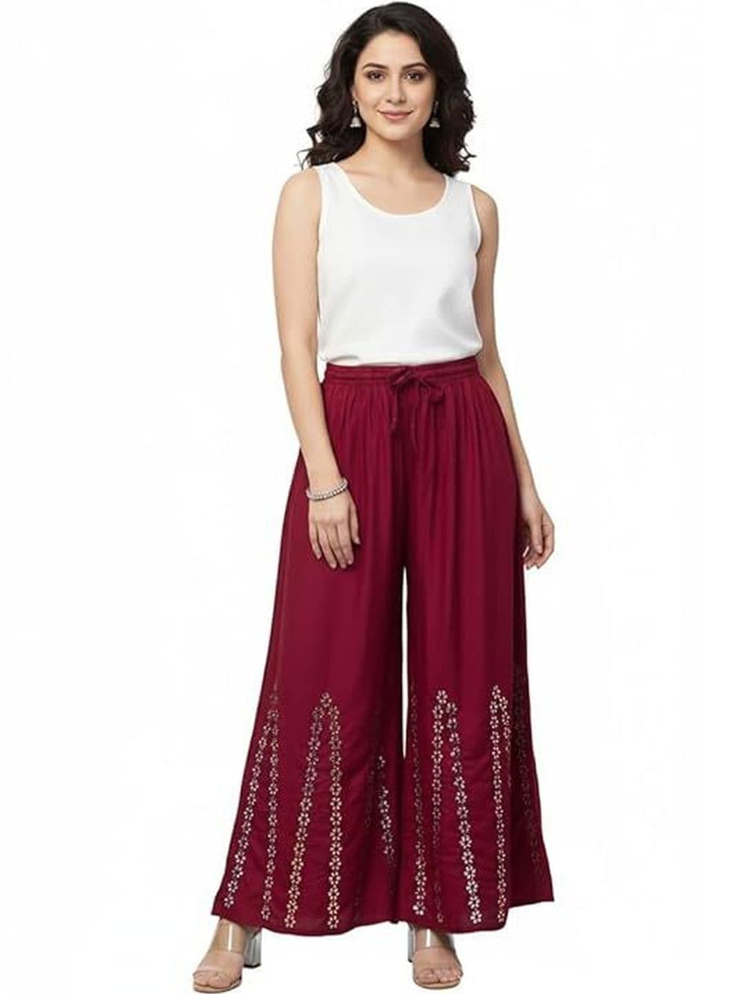 Thrifty Thread Women Ethnic Motifs Embellished Flared Knitted Ethnic Palazzos - view 1