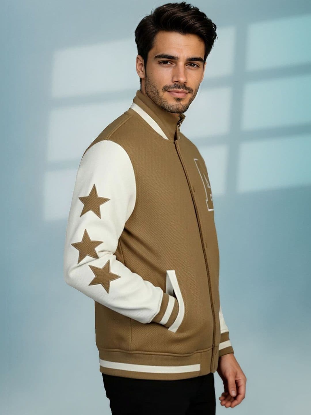 The Roadster Lifestyle Co Self Design Mock Collar Varsity Jacket - view 1