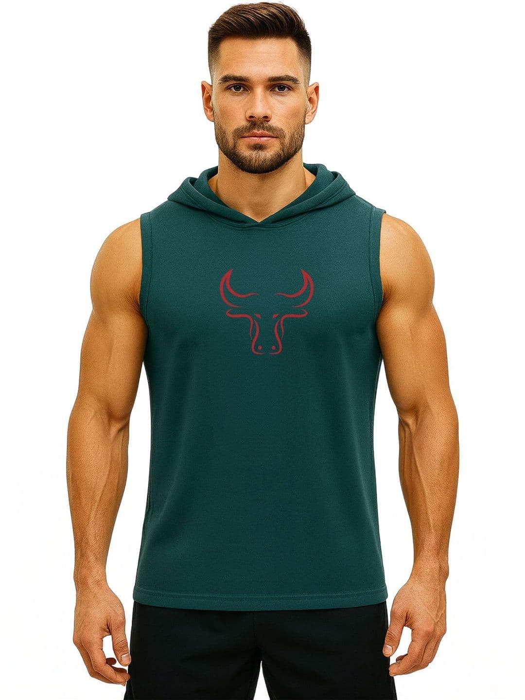 3Colors Men Printed Hooded-Neck Gym Vests - view 1