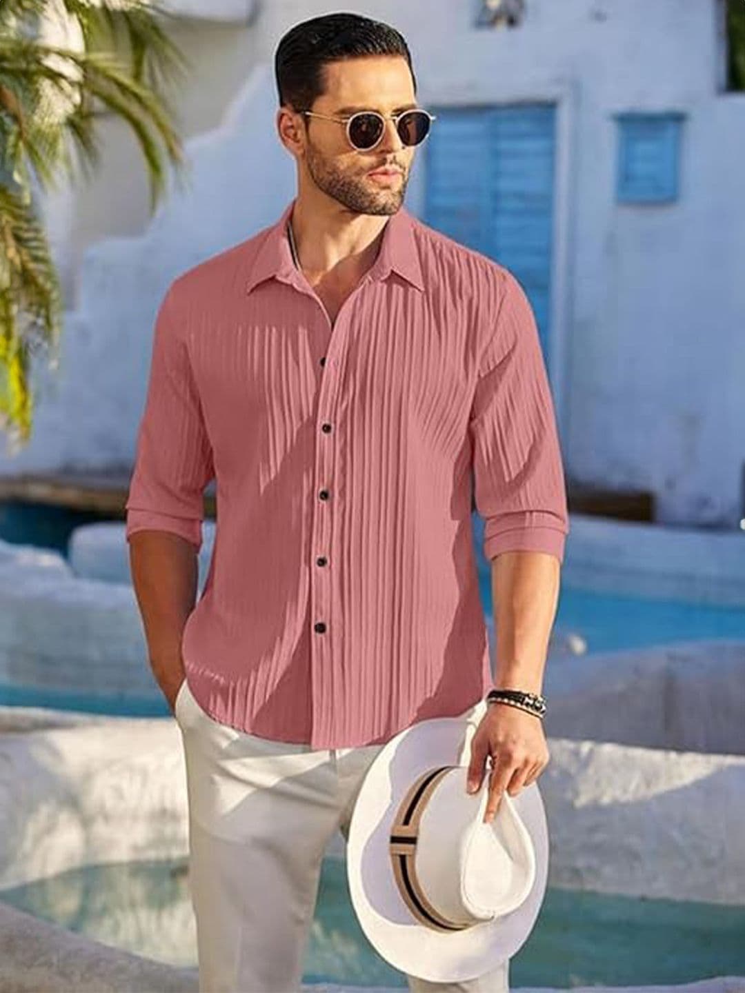 Deelmo Men Textured Spread Collar Casual Shirt - view 1