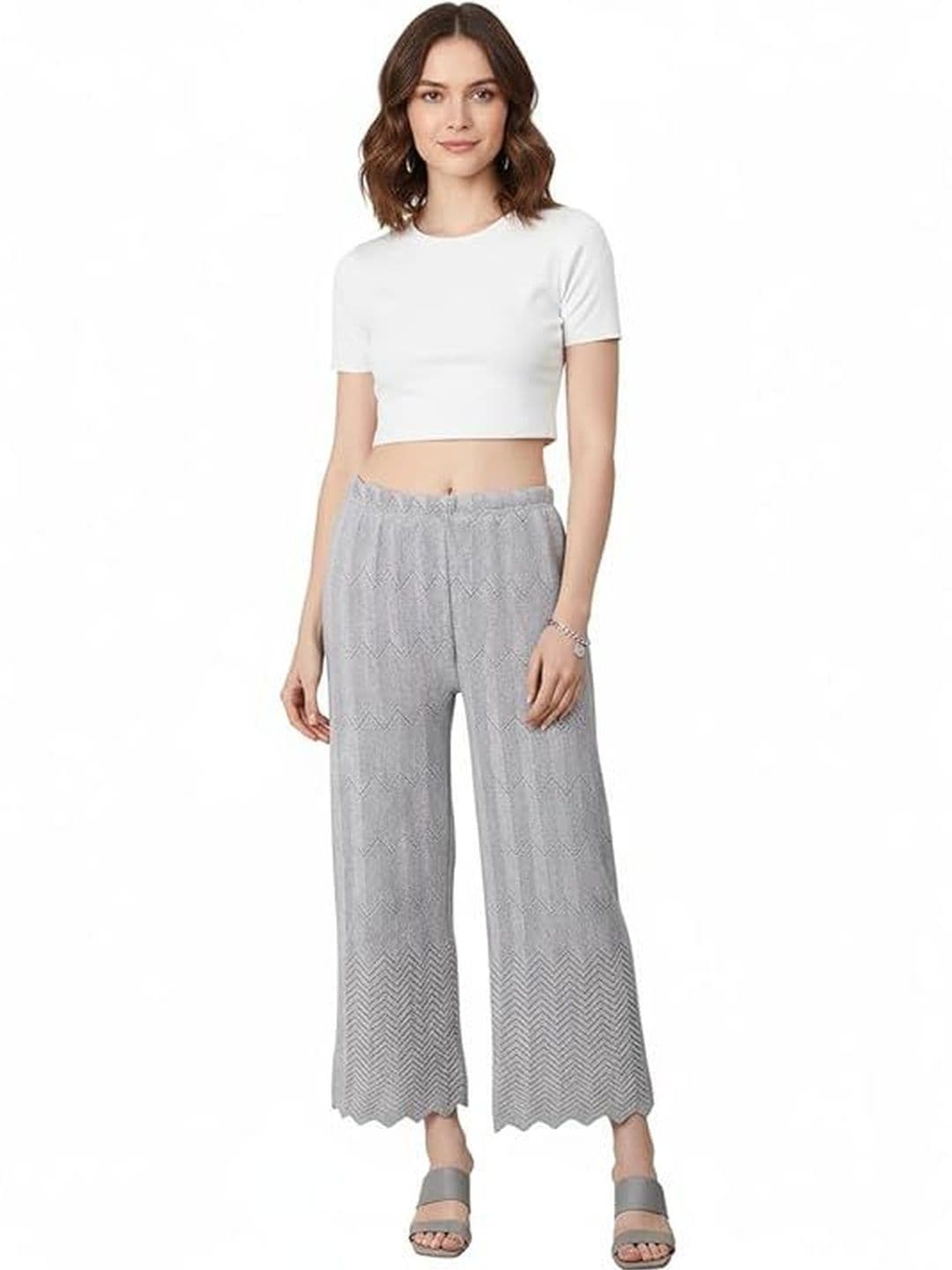Thrifty Thread Women Knitted Cropped Palazzos - view 1