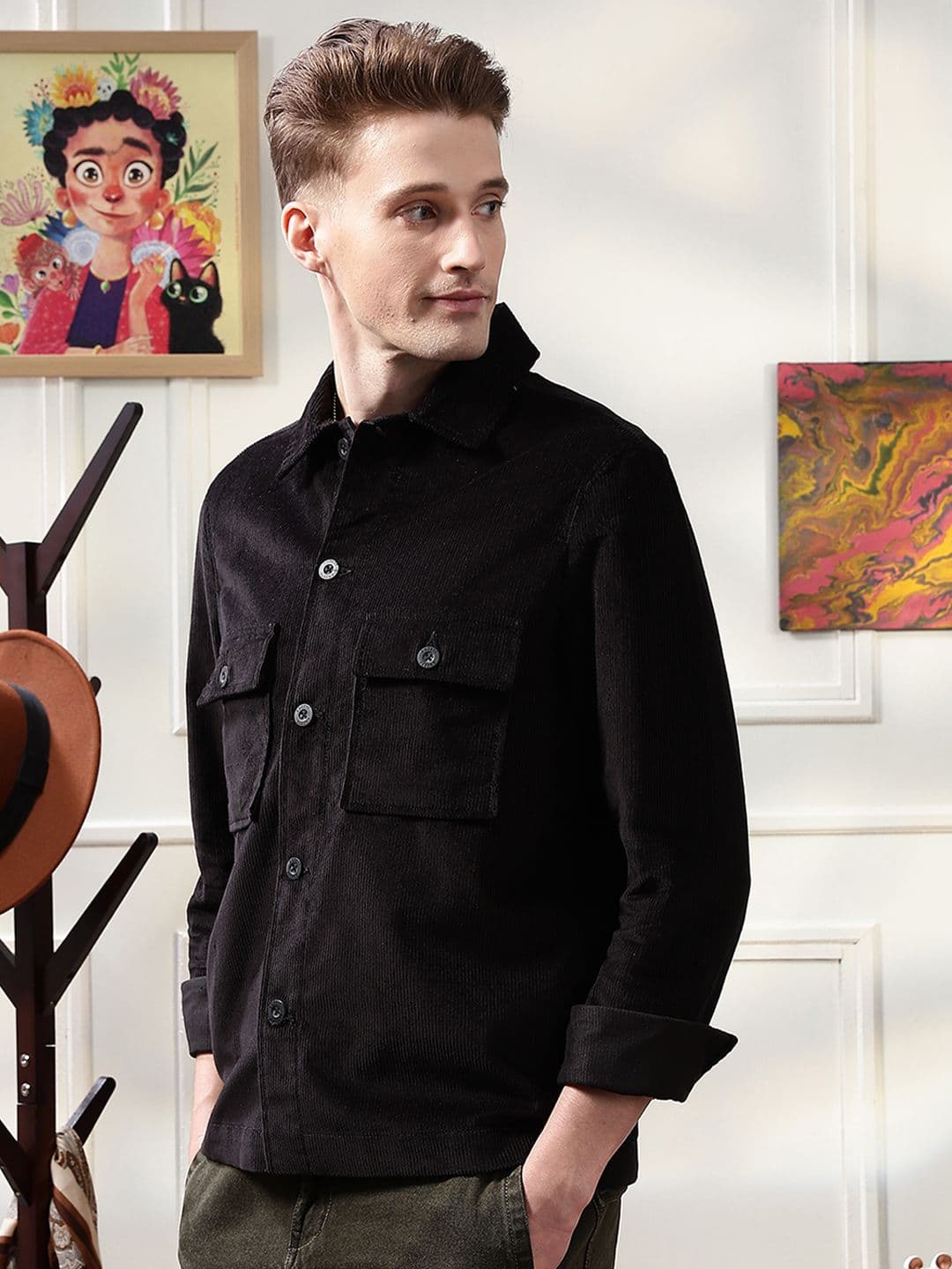 Eszett Men Solid Corduroy Tailored Jacket - view 1