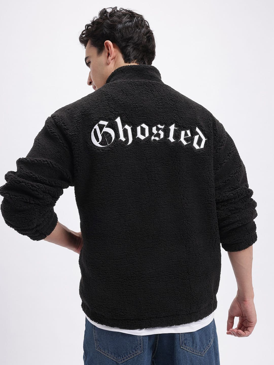glitchez Typography Detail Patchwork Sherpa Jacket - view 1