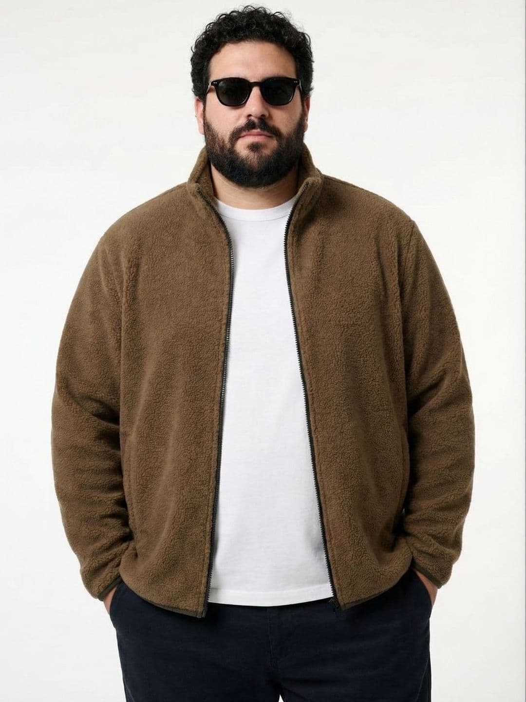 UNSTD Men Plus Size Winter Solid Fleece Jacket - view 1