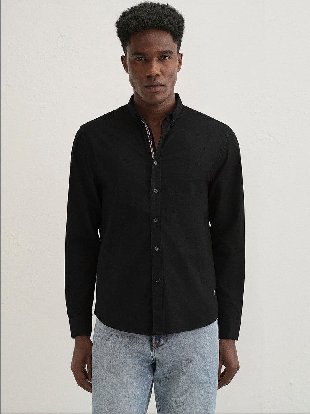 Banana Club Contrast Placket Cotton Long Sleeves Shirt - view 1