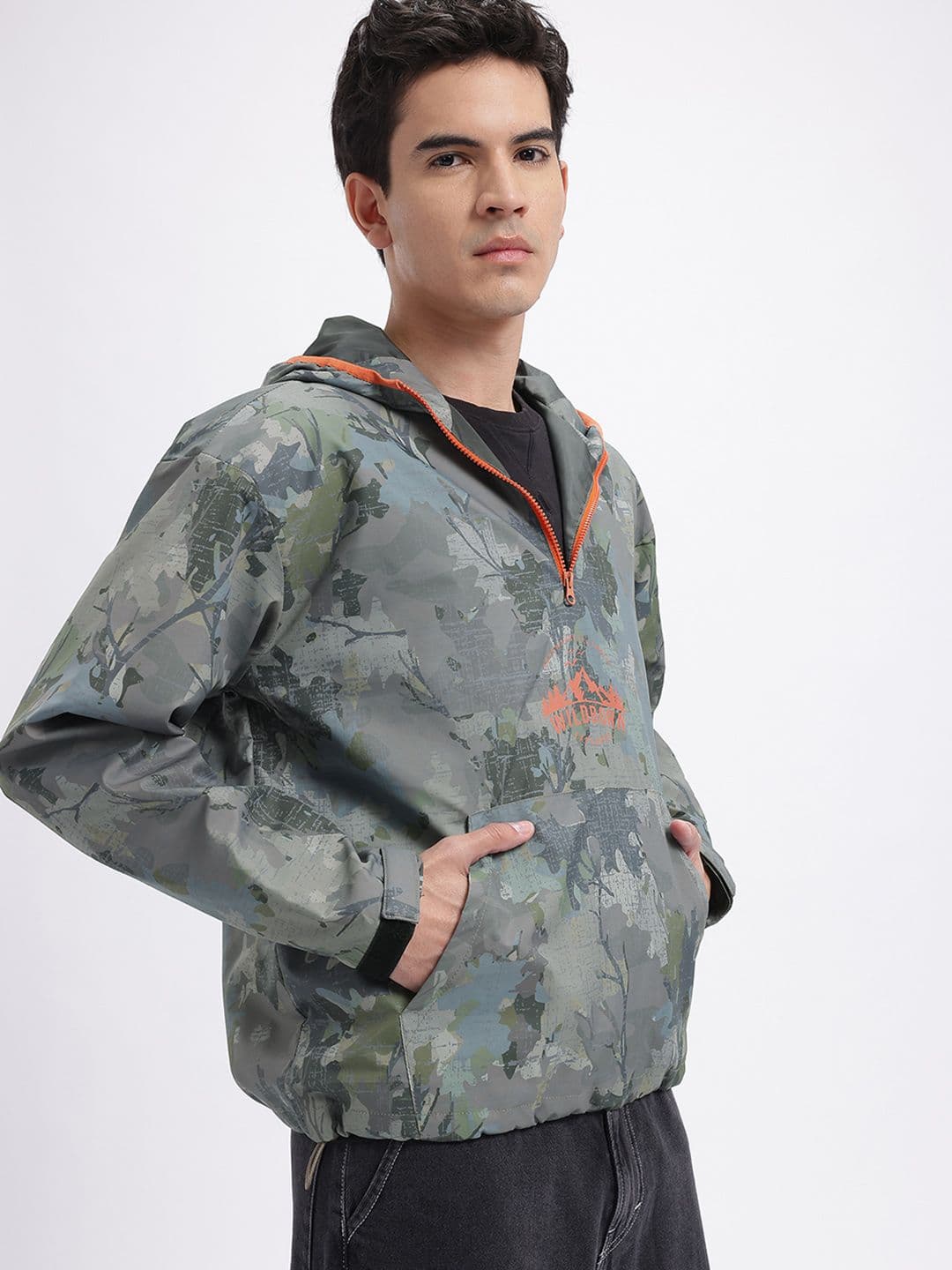 glitchez Abstract Printed Hooded Windcheater Jacket - view 1
