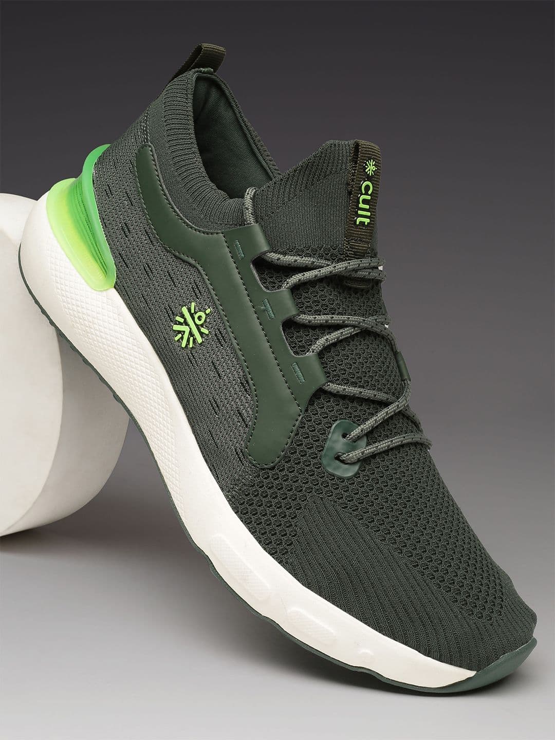 CULT Men's Motive Running Shoes - Bottle Green & Neon Green - view 1