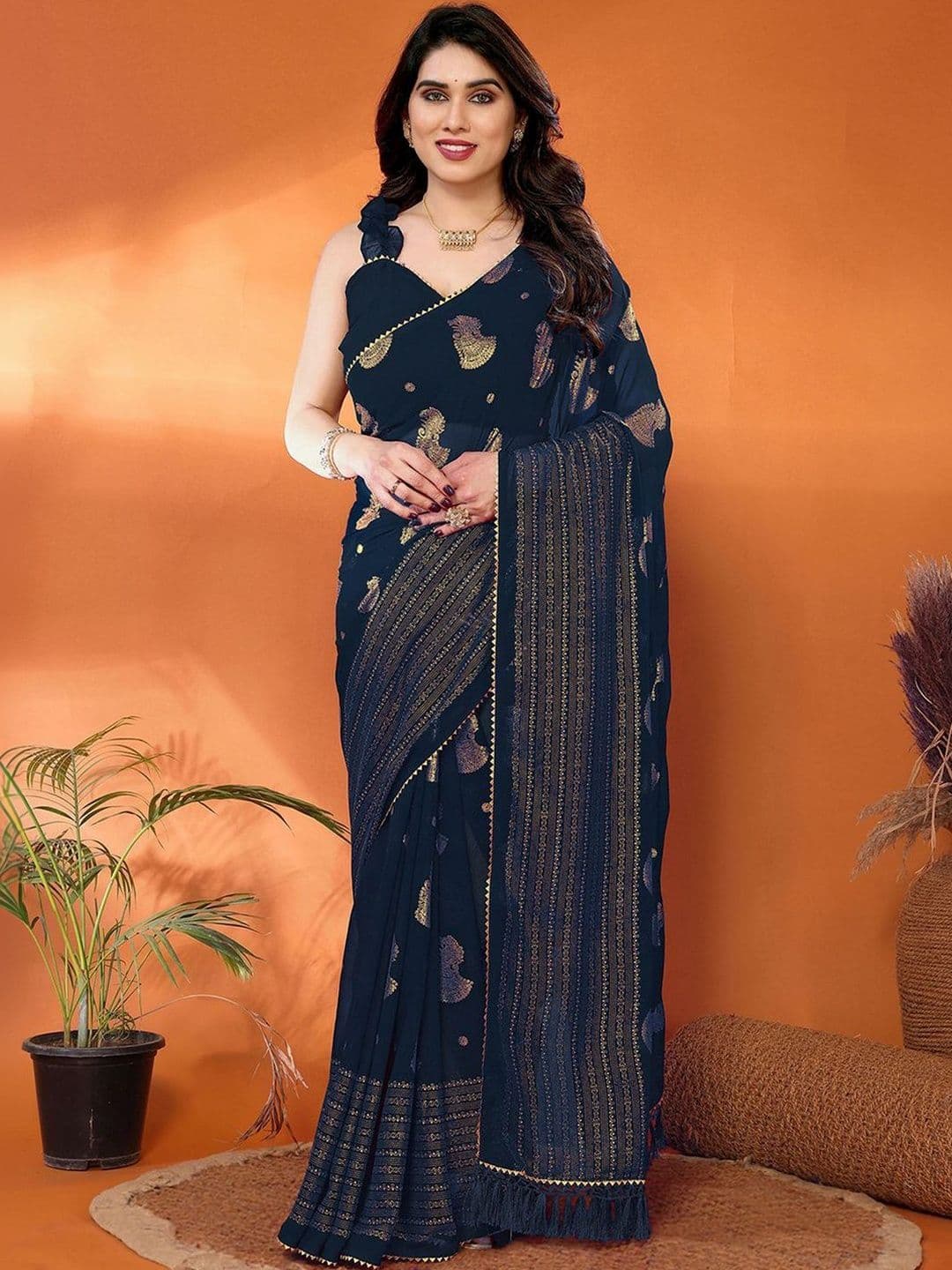 SANISA Ethnic Motifs Zari Heavy Work Saree - view 1