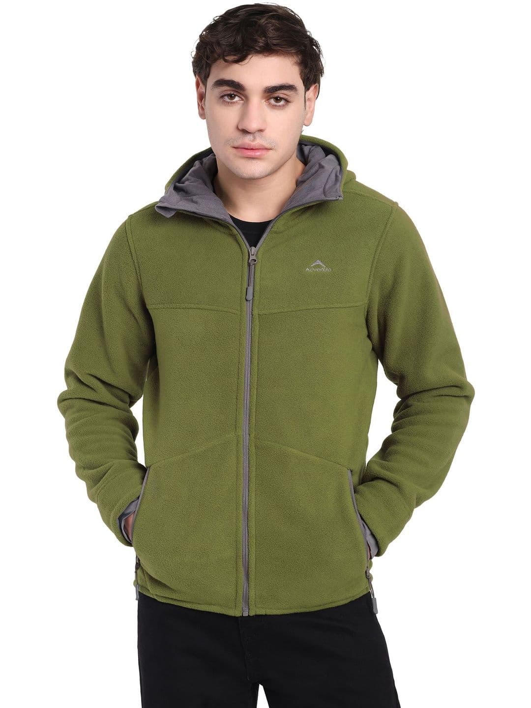 Adventra Sports Green Sherpa Fleece Hoodie Jacket Hoodie - view 1