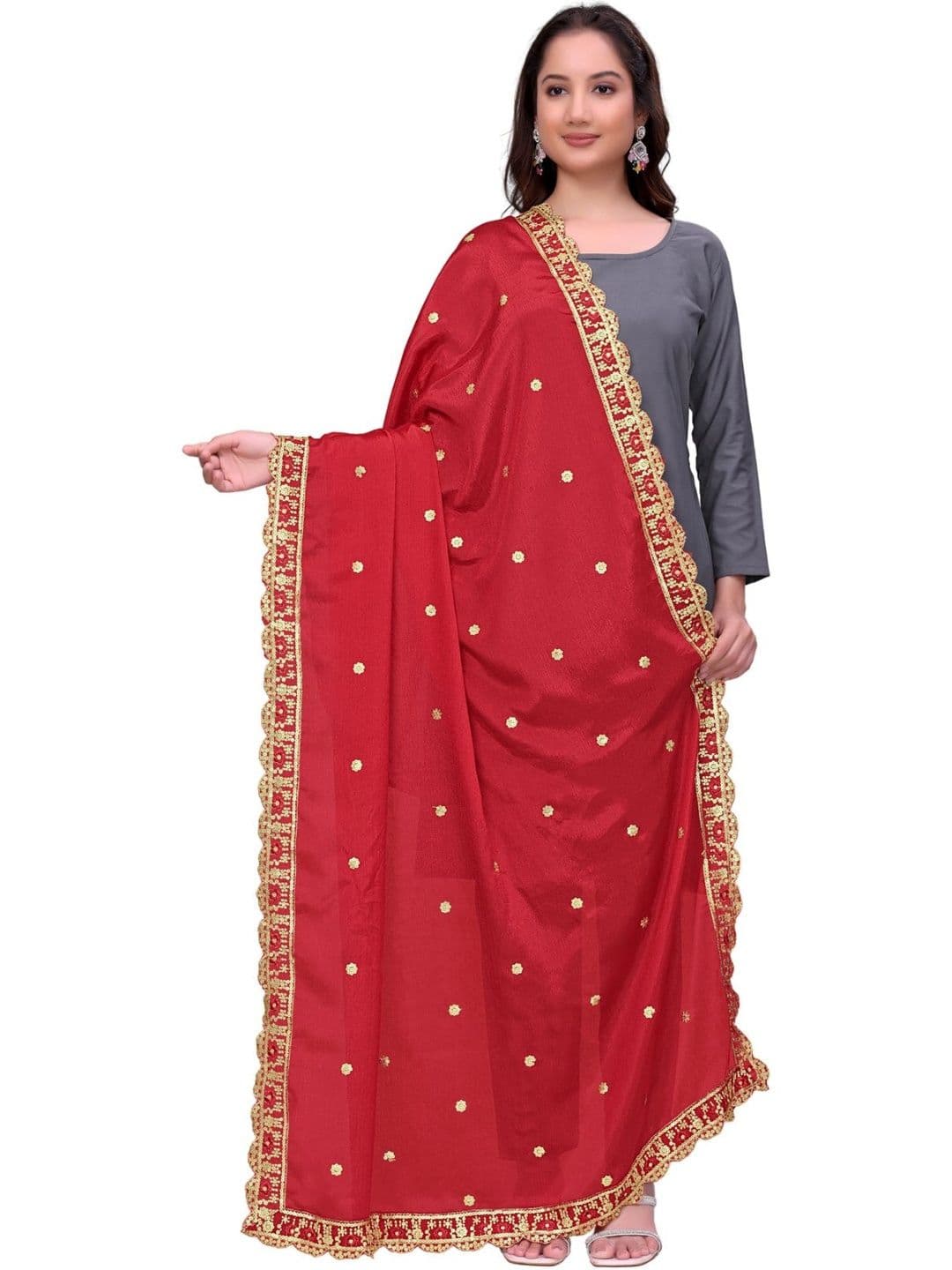 Kemza Ethnic Motifs Embroidered Dupatta with Sequinned - view 1