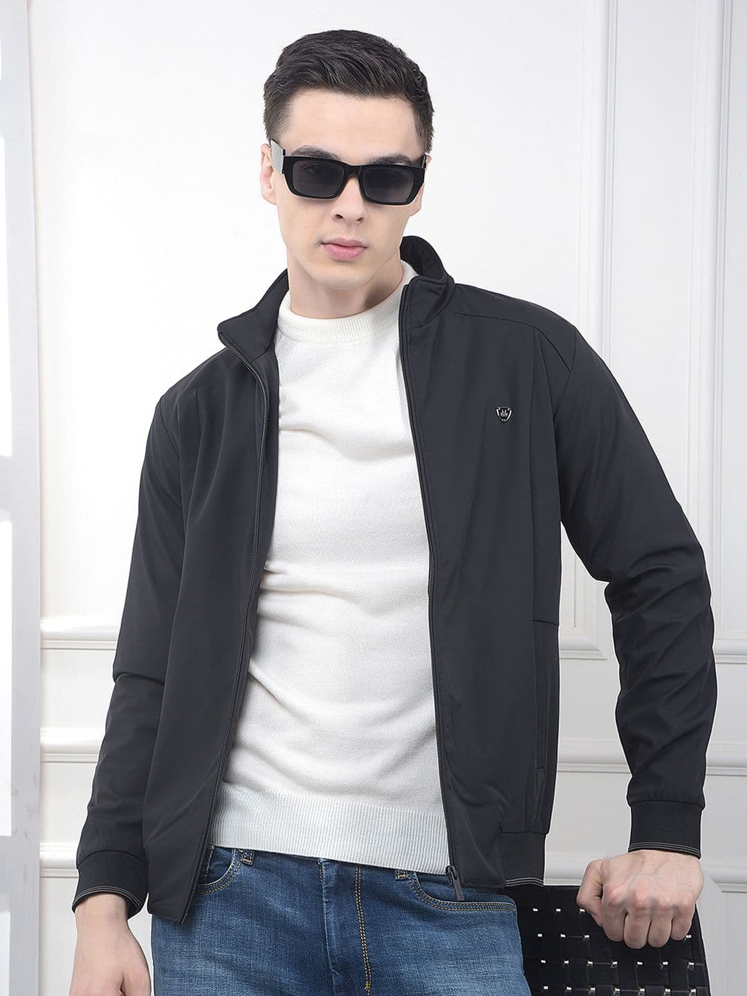 Crimsoune Club Men Mock Collar Striped Lightweight Bomber Jacket - view 1
