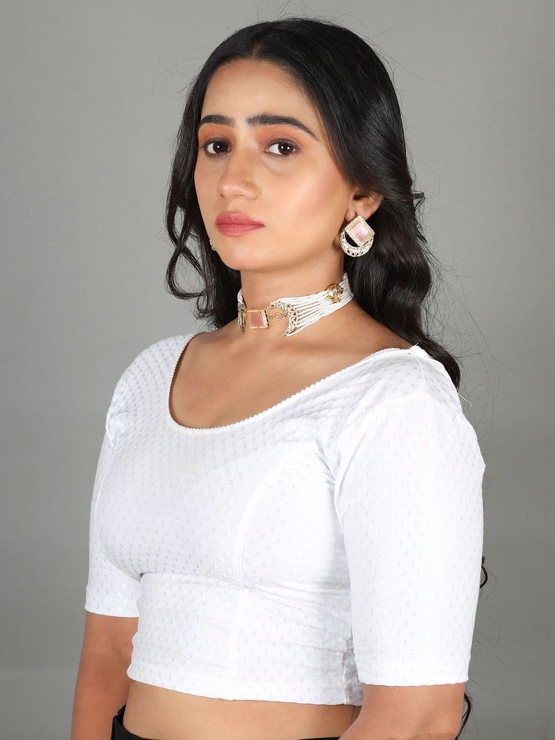 MISS WEARS Women's Regular Fit Readymade Stretchable Cotton Dobby Saree Blouse - view 1