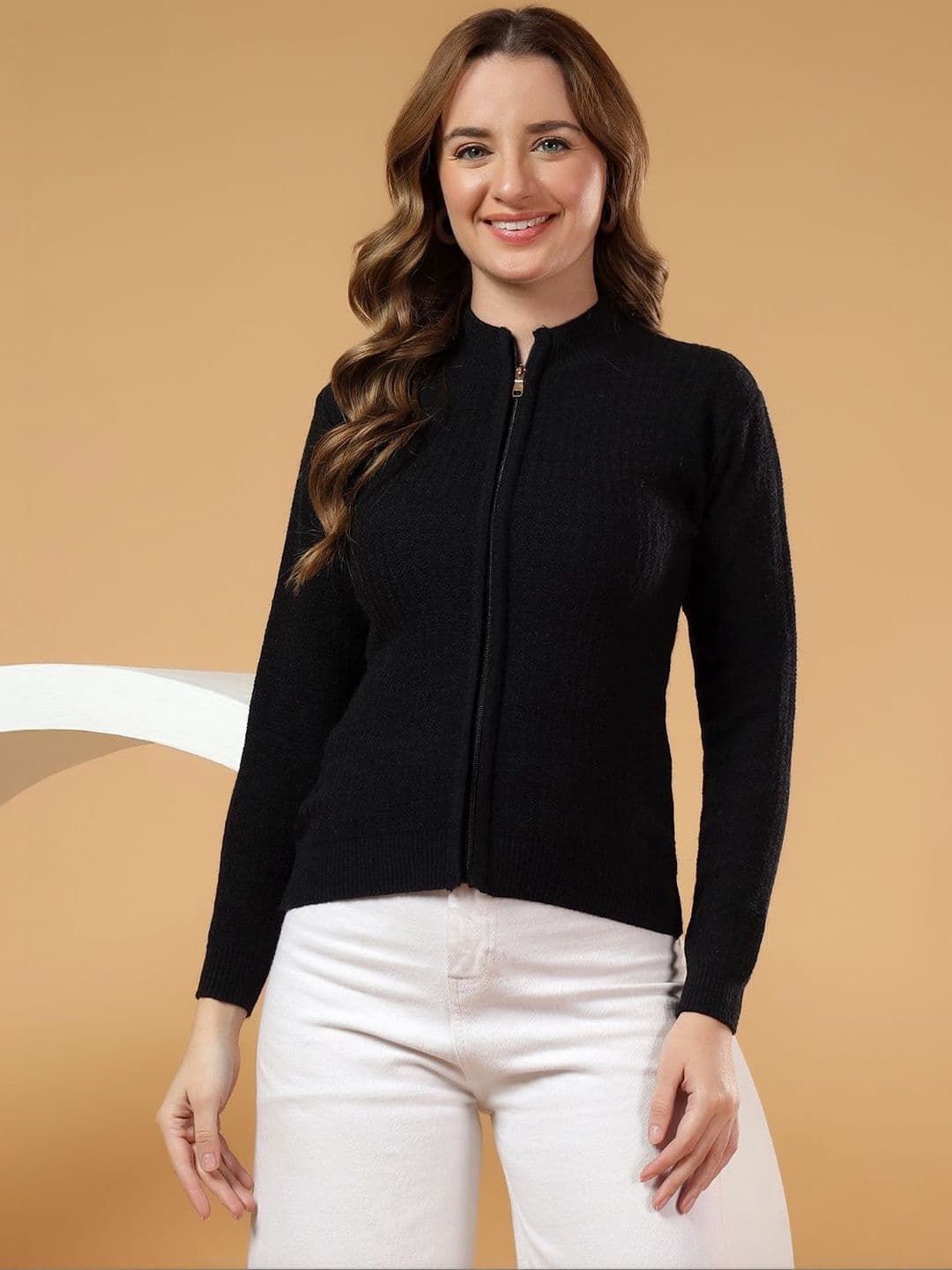 The Roadster Lifestyle Co High Neck Long Sleeve Front-Open Winter Sweater - view 1