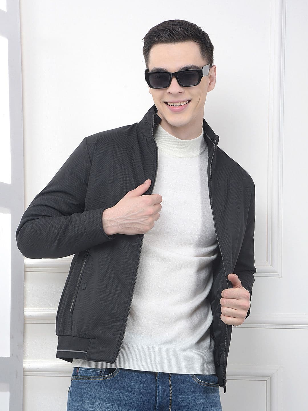 Crimsoune Club Mock Collar Lightweight Puffer Jacket With Patchwork - view 1
