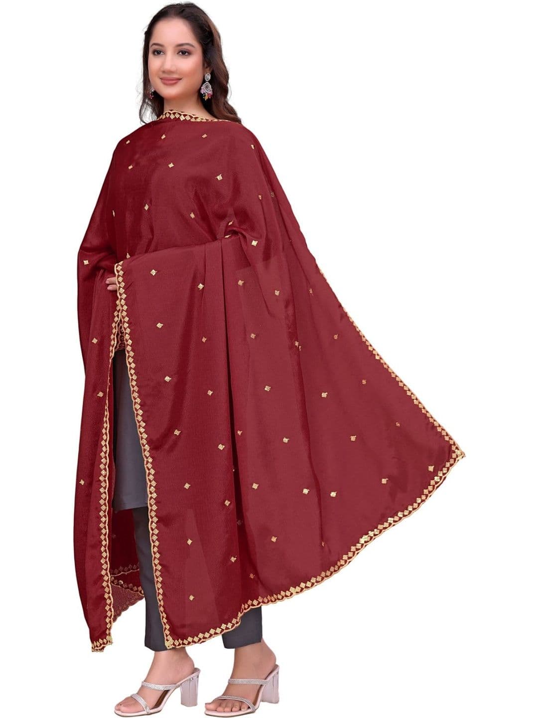 Kemza Ethnic Motifs Embroidered Dupatta with Sequinned - view 1