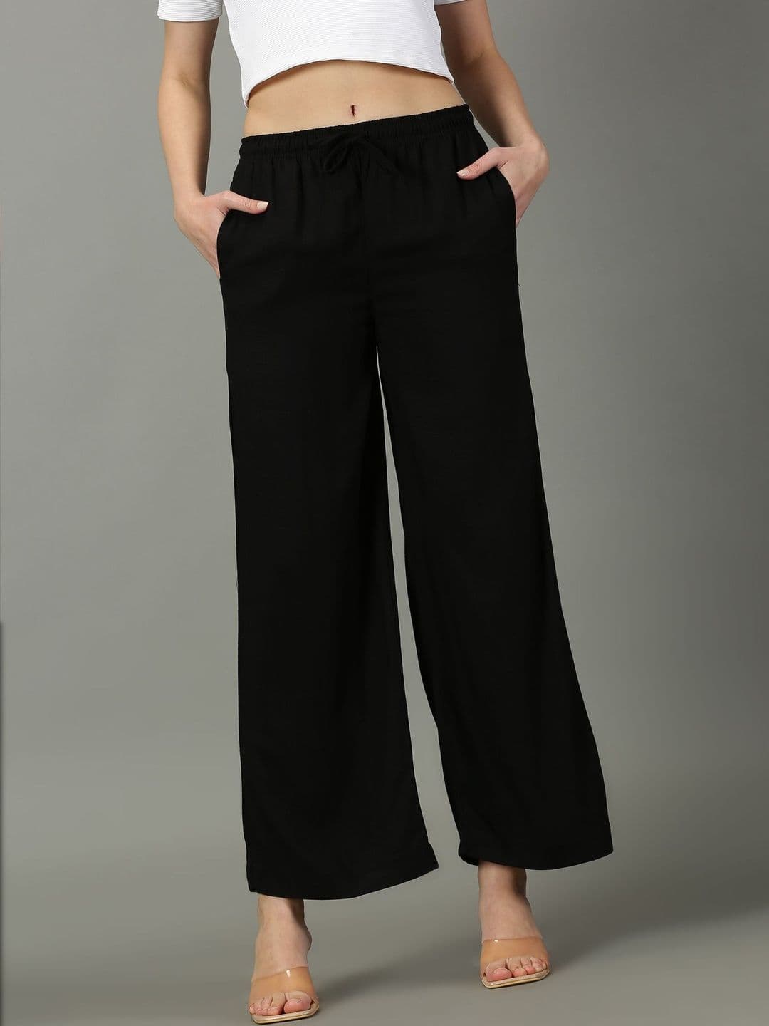 Sadda Fashion Black Comfy Slub Palazzo - view 1