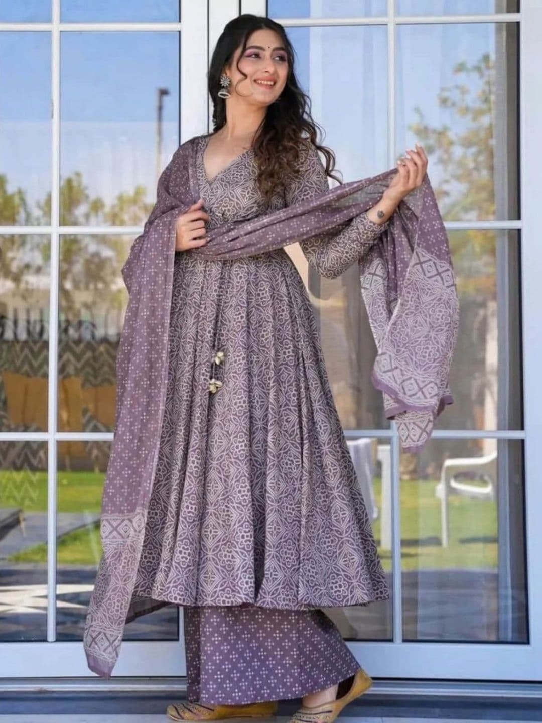 PITRIS Women Ethnic Motifs Printed Angrakha Kurta with Palazzos & With Dupatta - view 1