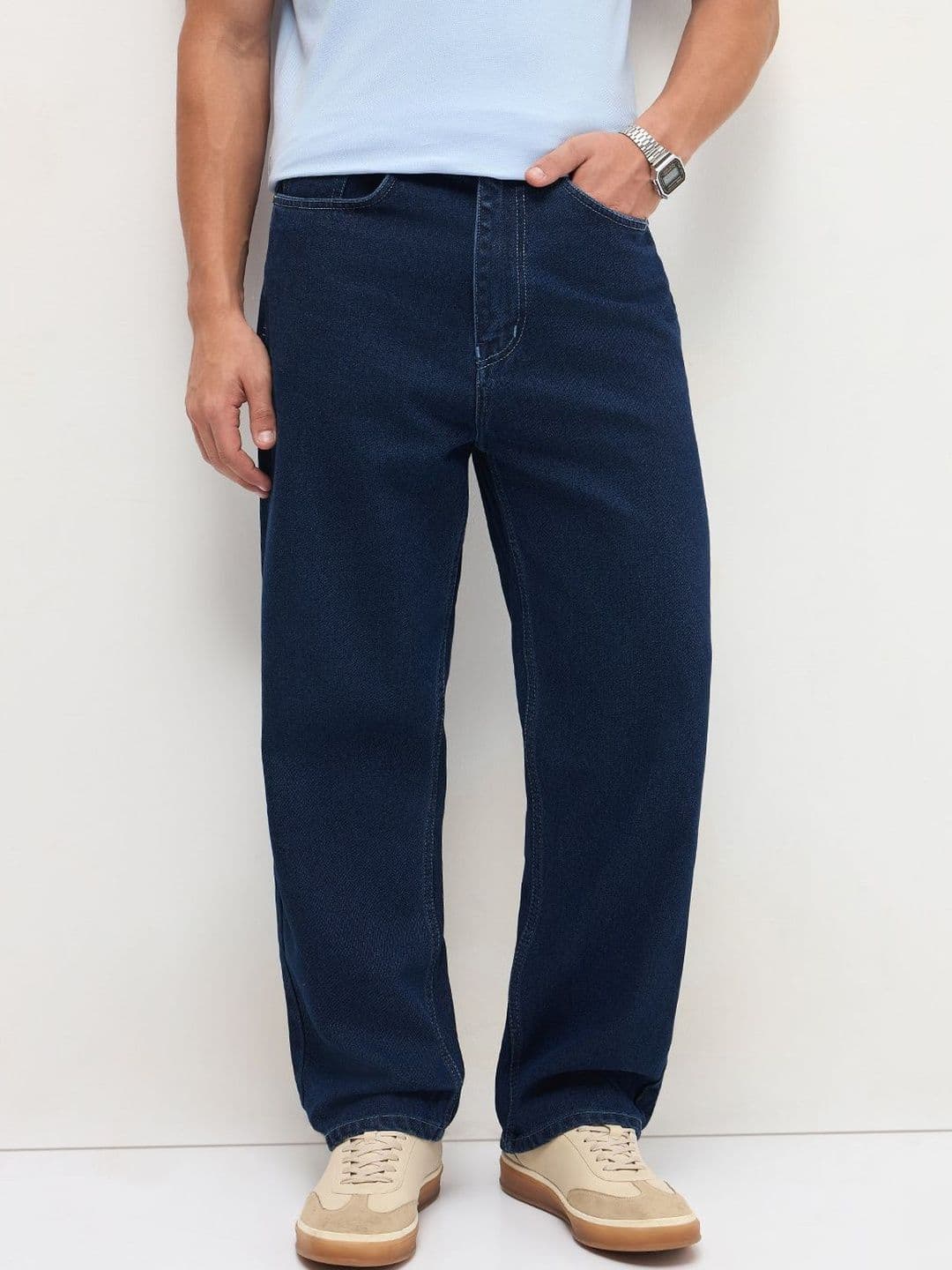 Urbano Fashion Loose Non Blue Heavy Fade Mid-Rise Baggy Fit Stretchable Jeans - view 1