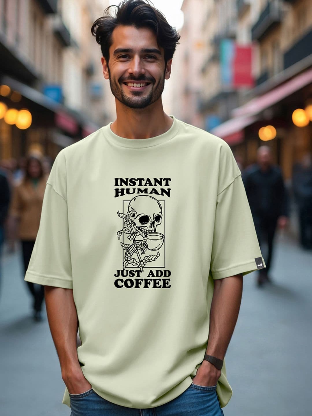 Bewakoof Men Graphic Printed Round Neck Cotton Oversized T-shirt - view 1