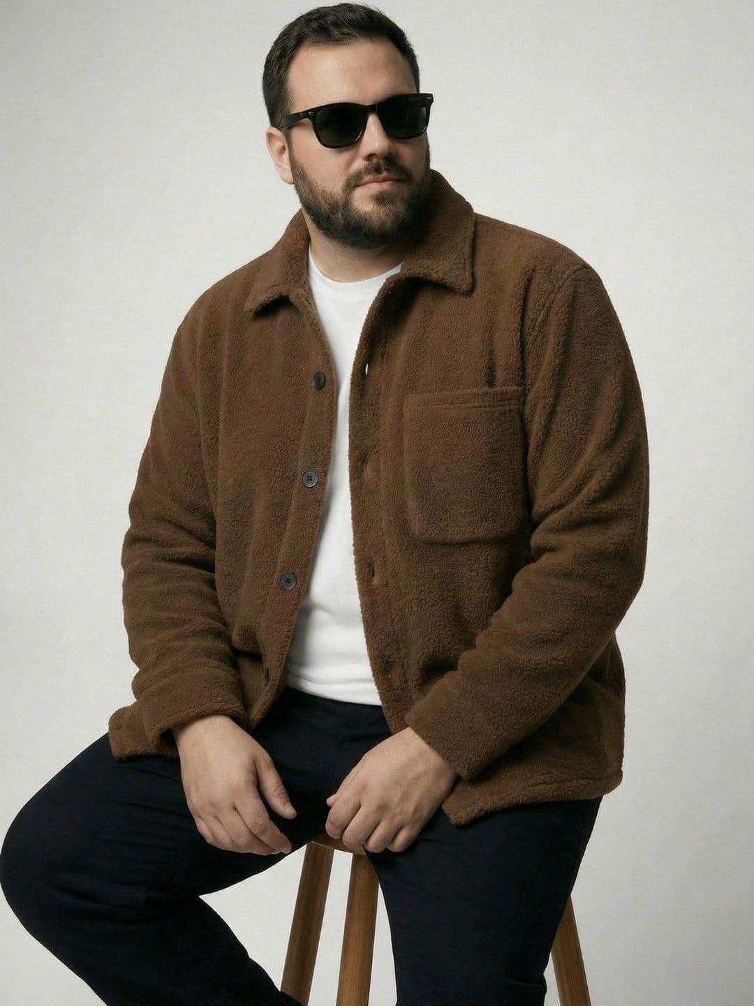 UNSTD Men Plus Size Casual Fleece Shacket Jacket - view 1