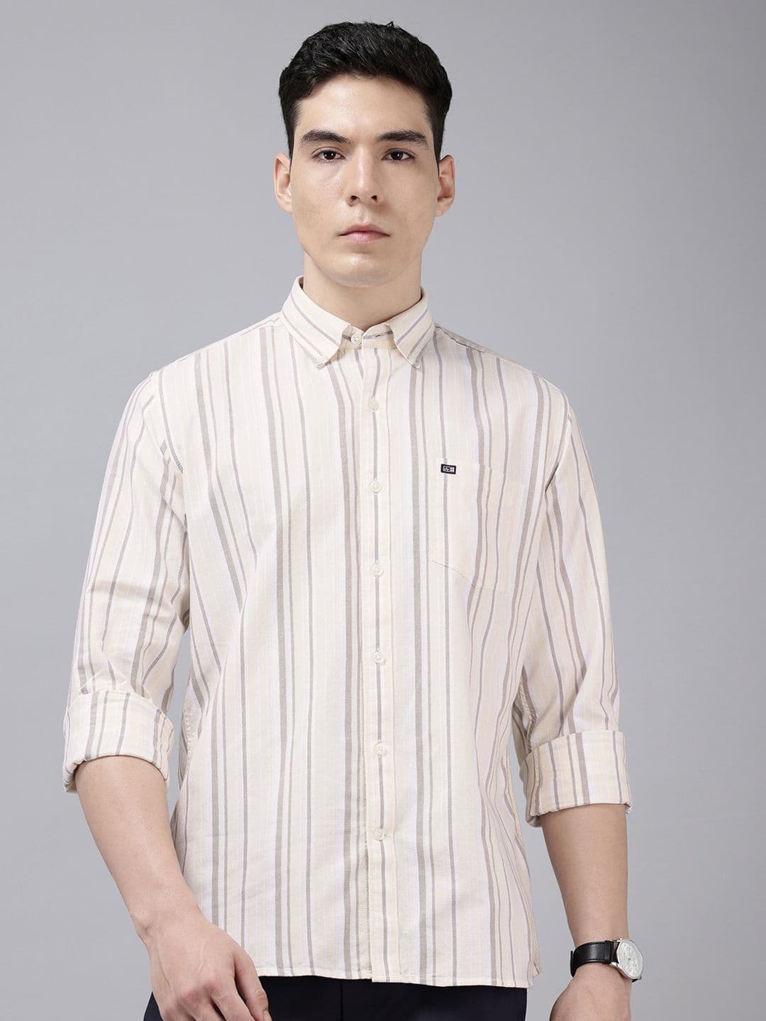 Arrow Sport Manhattan Slim Fit Multi Striped Pure Cotton Casual Shirt - view 1