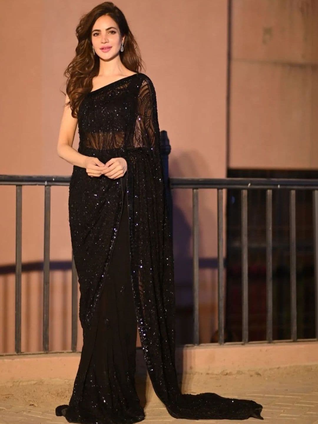 Silkena Embellished Sequinned Poly Georgette Bandhani Saree - view 1