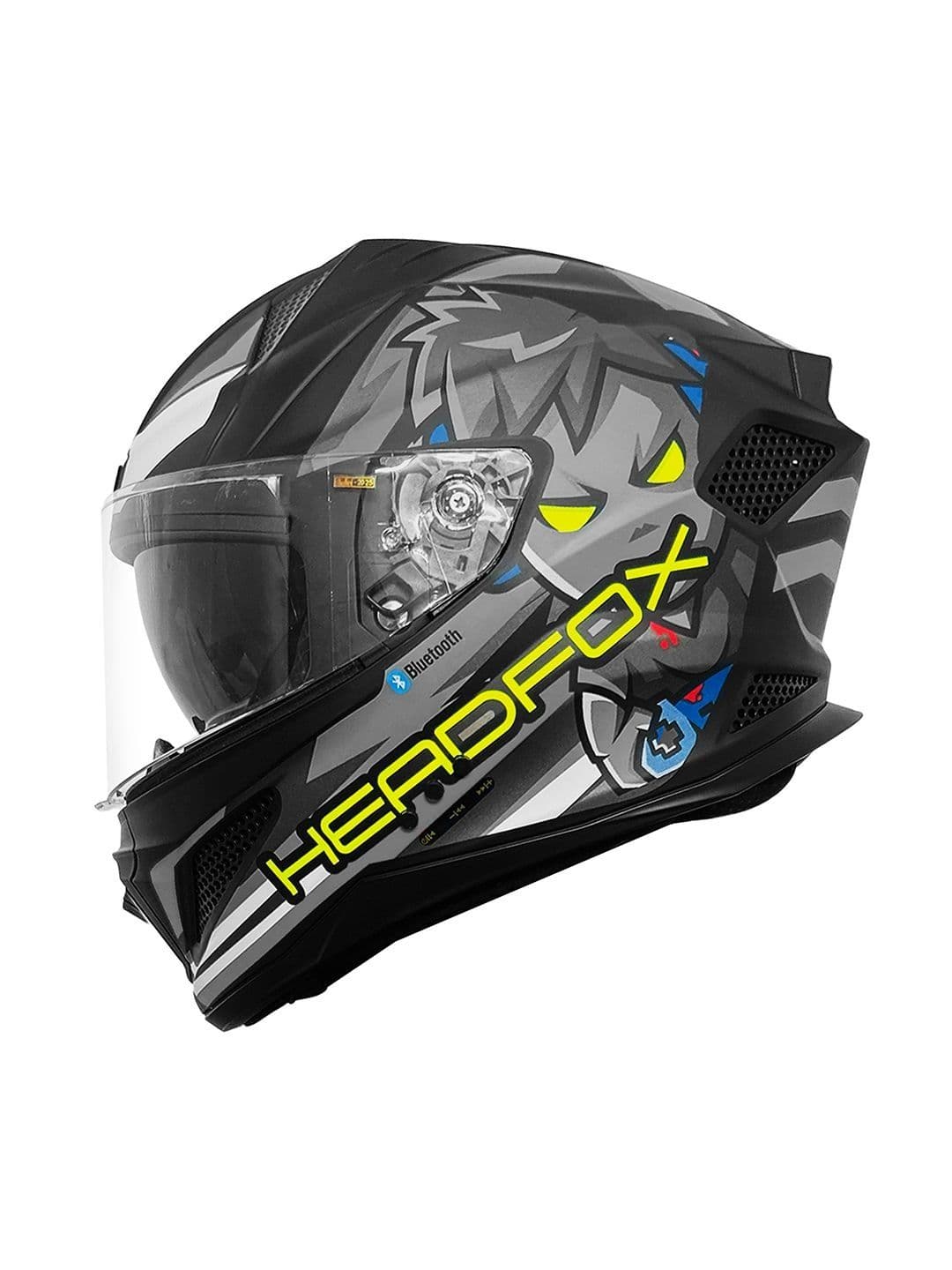 HEADFOX Men Printed Shady Smart Bluetooth Full Face Helmet