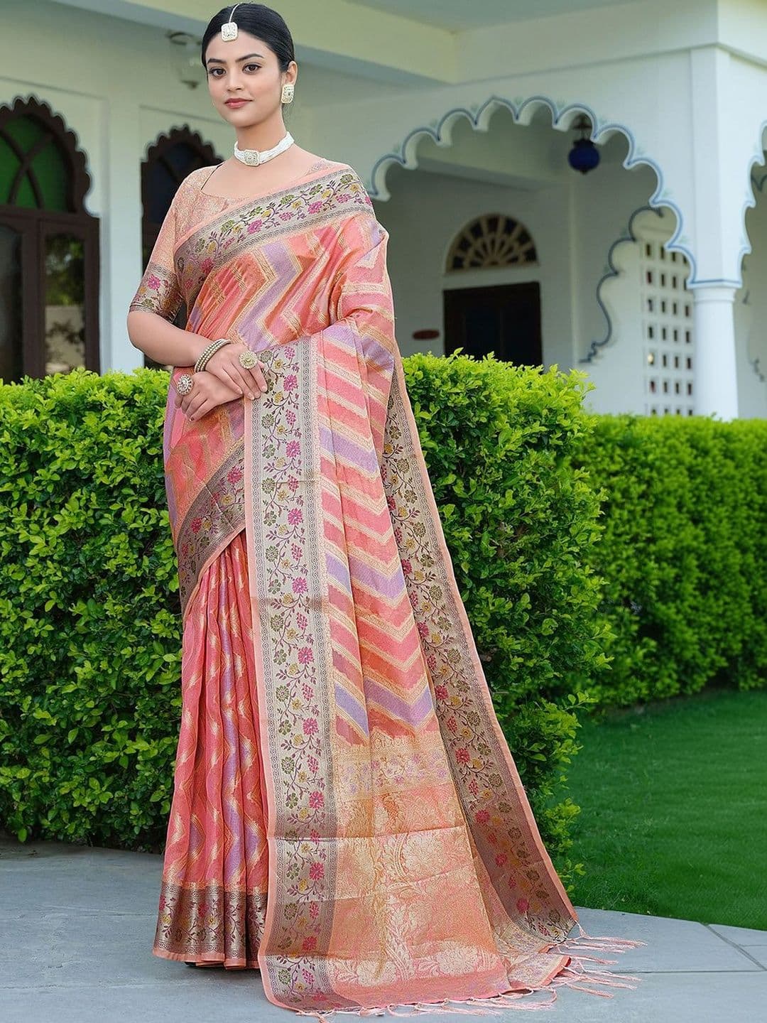 SANISA Floral Zari Organza Heavy Work Saree - view 1