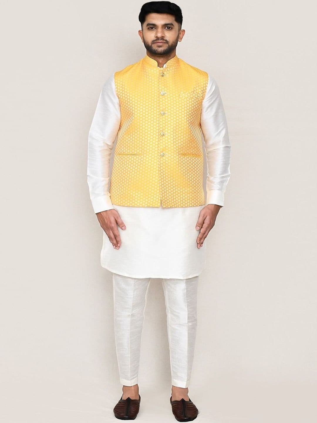 Jhambthreads Woven Design Nehru Jacket - view 1