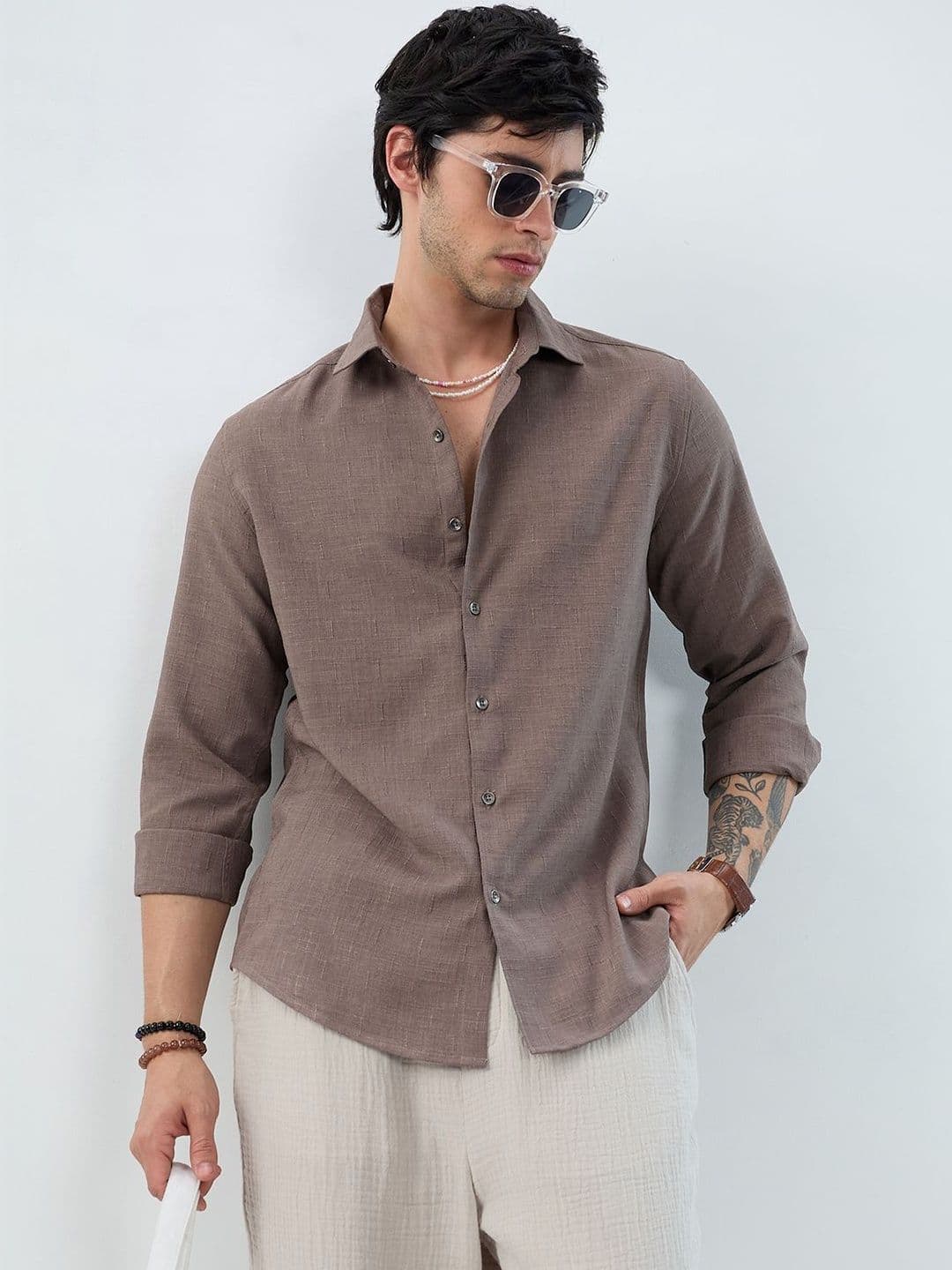 VASTRADO Ash Minimal Textured Polyester Long Sleeves Slim Fit Shirt - view 1