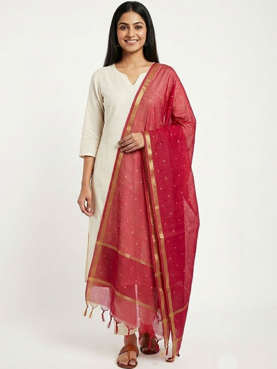 Traditions Bazaar Woven Design Organza Dupatta with Zari - view 1