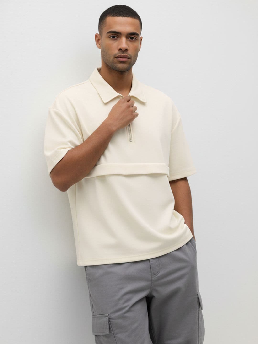 The Roadster Life Co. Polo Collar Drop-Shoulder Sleeves T-shirt - view 1