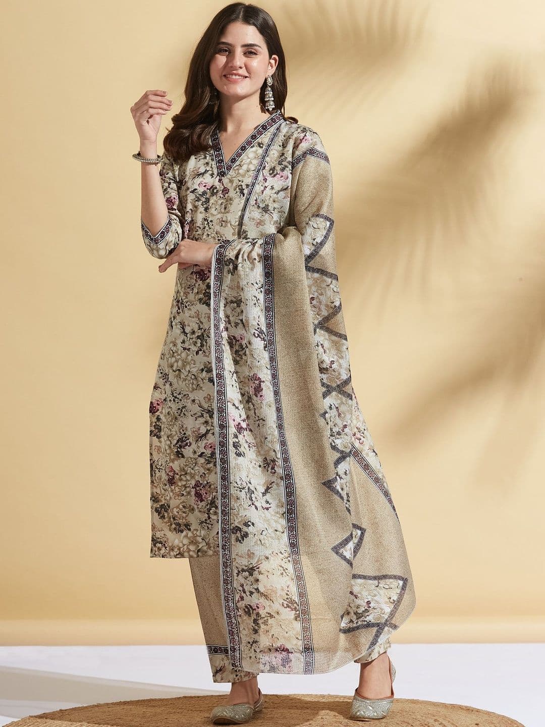 JANKHANA Women Floral Printed Regular Kurta with Salwar & With Dupatta - view 1