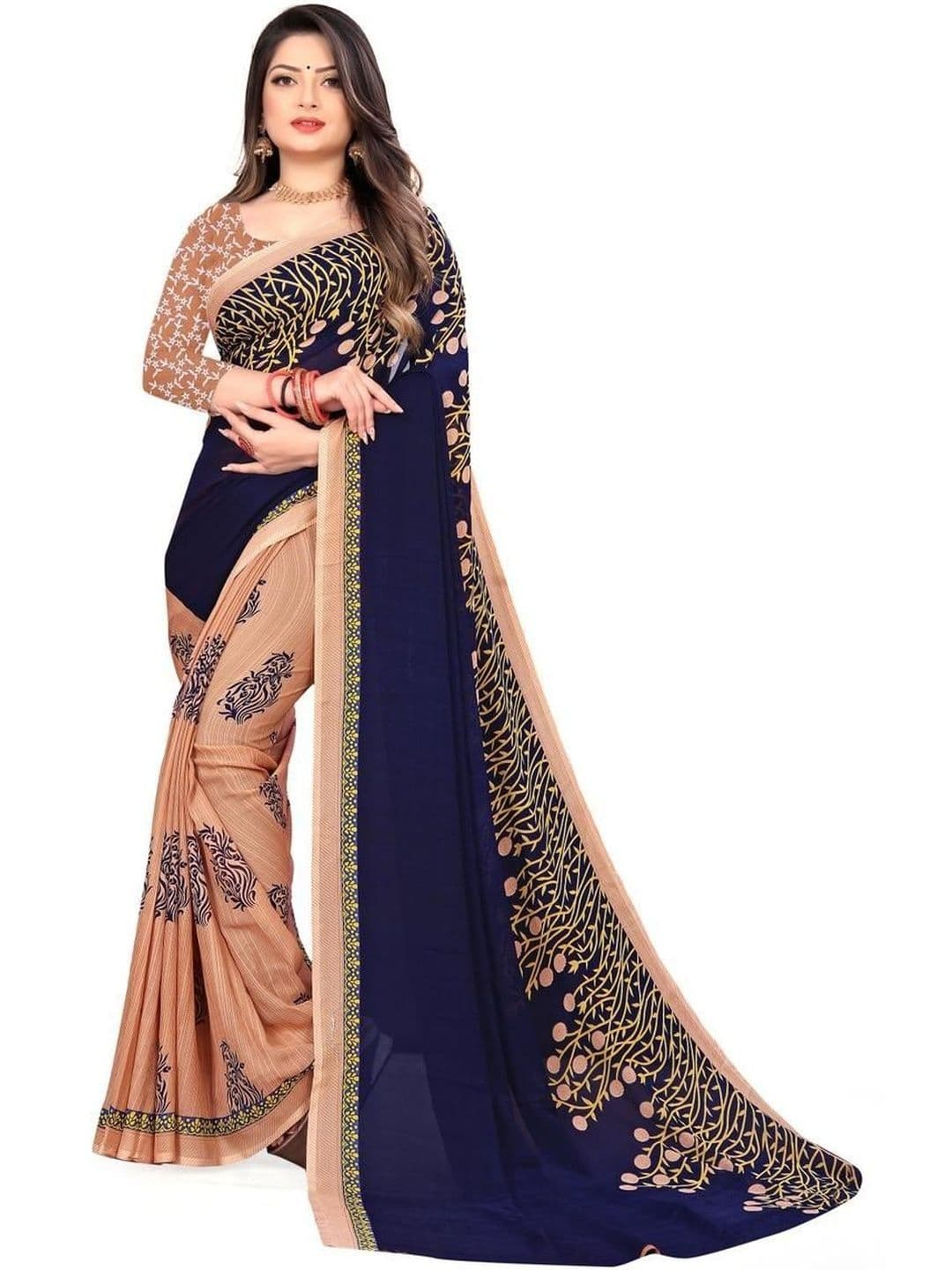 STYLE MODA Floral Poly Georgette Saree - view 1