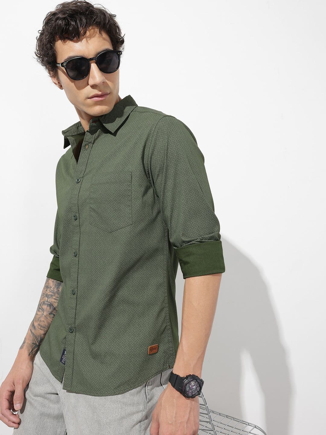 The Roadster Life Co. Geometric Printed Pure Cotton Casual Shirt - view 1