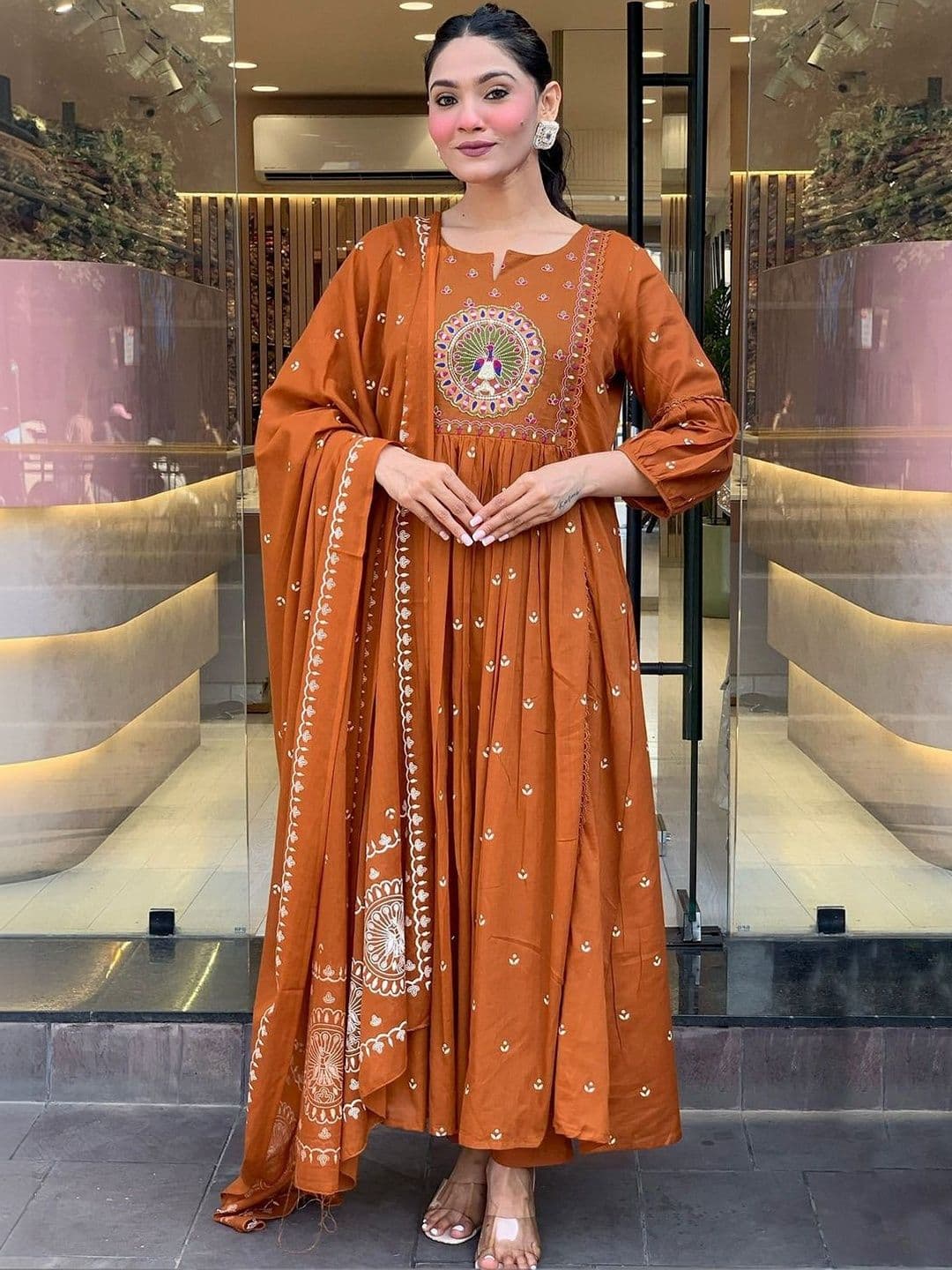 KALINI Women Ethnic Motifs Printed Panelled Kurta with Trousers & With Dupatta - view 1