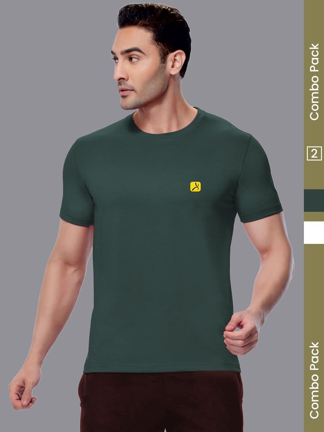AMUL COMFY Pack Of 2 Printed Cotton Round Neck Half Sleeves T-Shirts - view 1