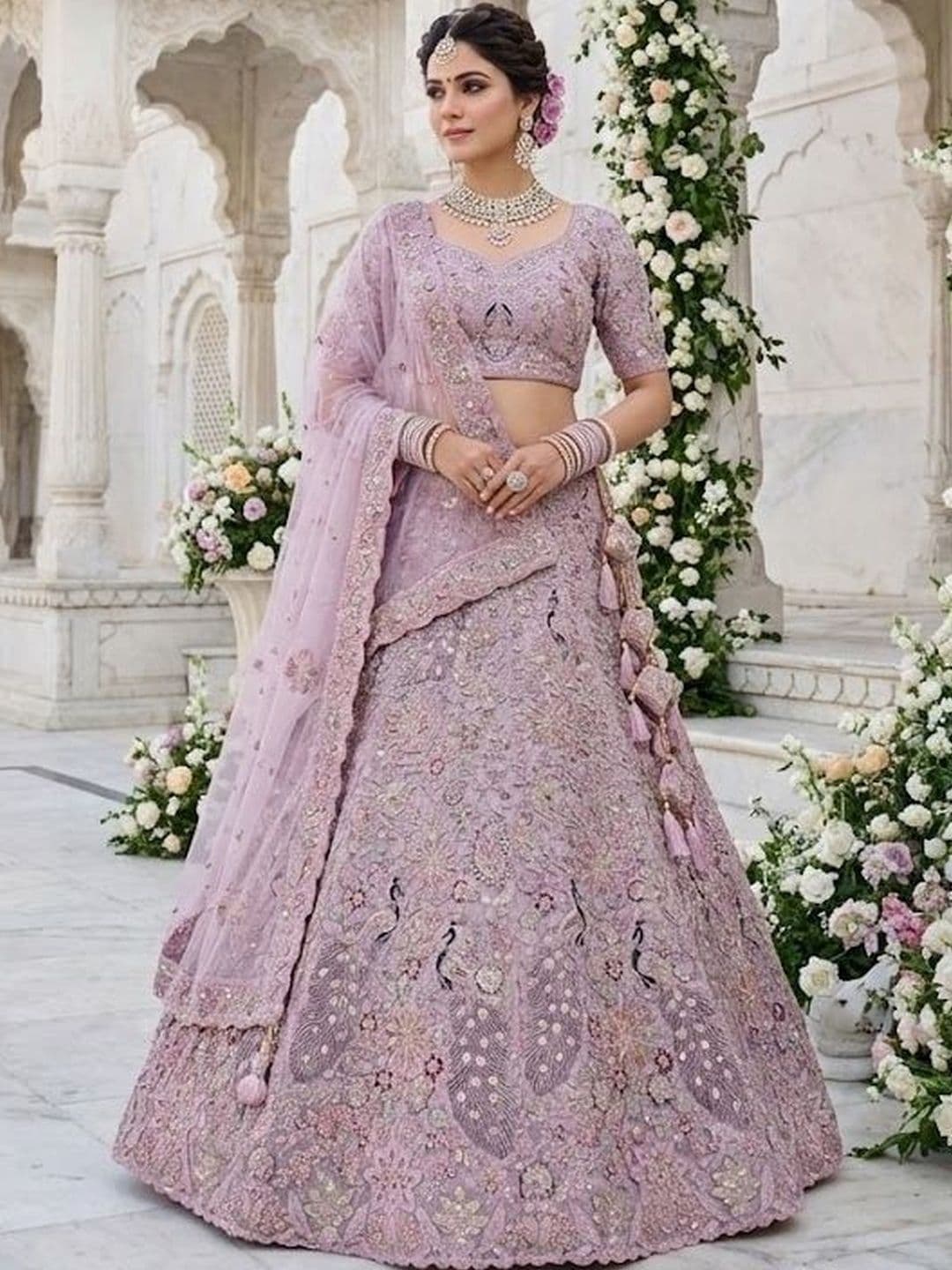 JIYANA WOMENS CHOICE Embellished Sequinned Semi-Stitched Lehenga & Unstitched Blouse With Dupatta - view 1