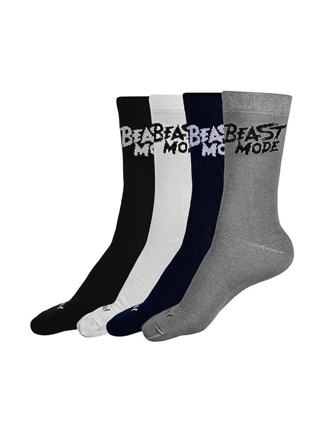 TENDSY Men Pack of 4 Printed Cotton Calf Length Socks - view 1